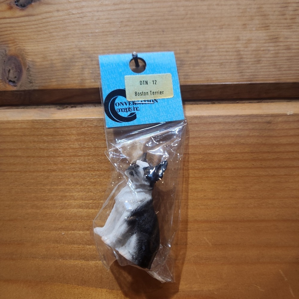 Vintage Tiny One Boston Terrier Dollhouse Dog Figure Conversation Concept DTN-12